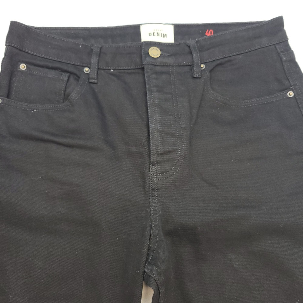 Sezane Denim Jeans Womens US 8 Black Straight Leg High Rise Button Fly Denim - Picture 2 of 11